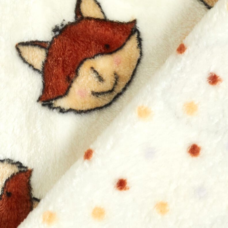 Hebký fleece Doubleface (oboustranná látka) Přátelské lišky – vlněná bílá/hnědá,  image number 4