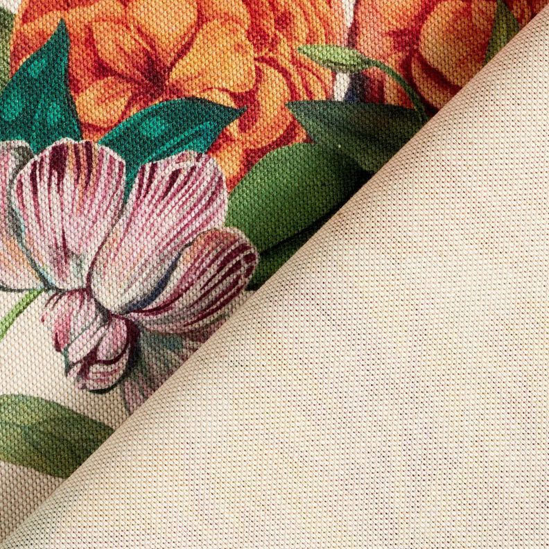 Dekorační látka Polopanama Velkolepé květiny – přírodni/purpurová,  image number 4