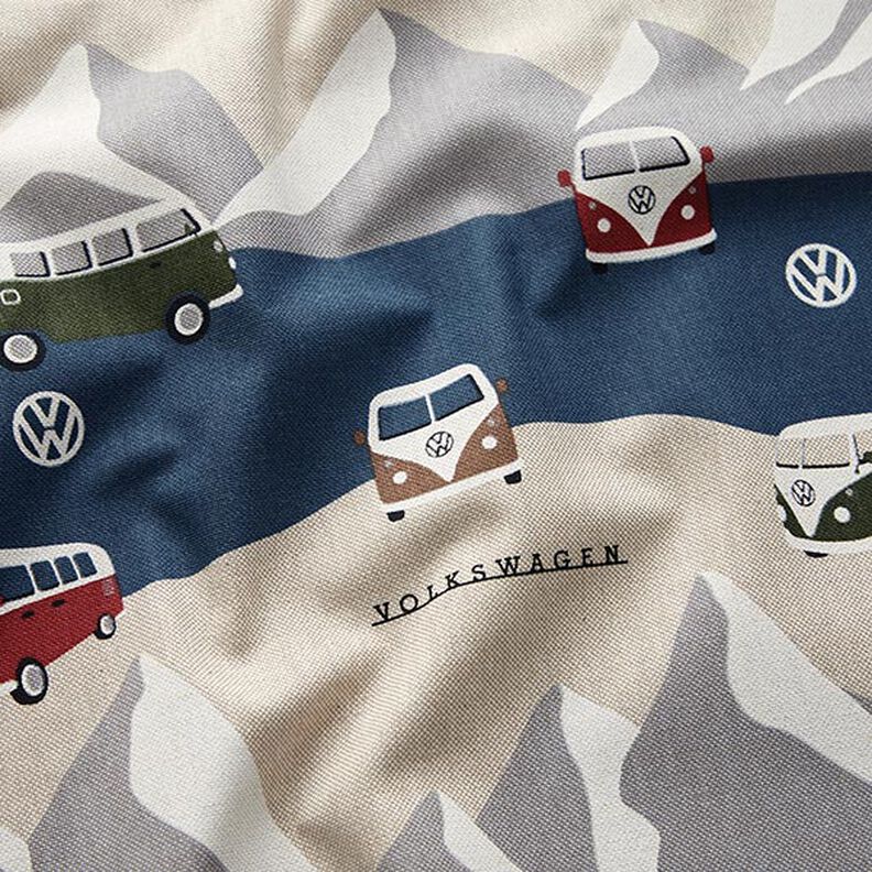 Dekorační látka Polopanama Dobrodružství s VW – džínově modrá/přírodni,  image number 2