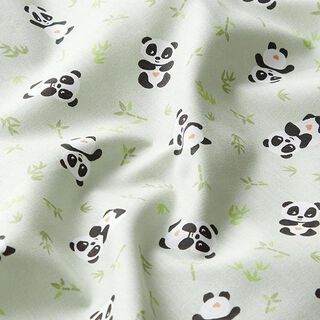 Bavlněná látka Kreton plyšová panda – zelená, 