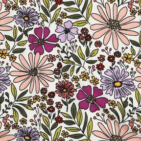 Bavlněný žerzej Moře květin | Poppy Fabrics – vlněná bílá/šeříková, 
