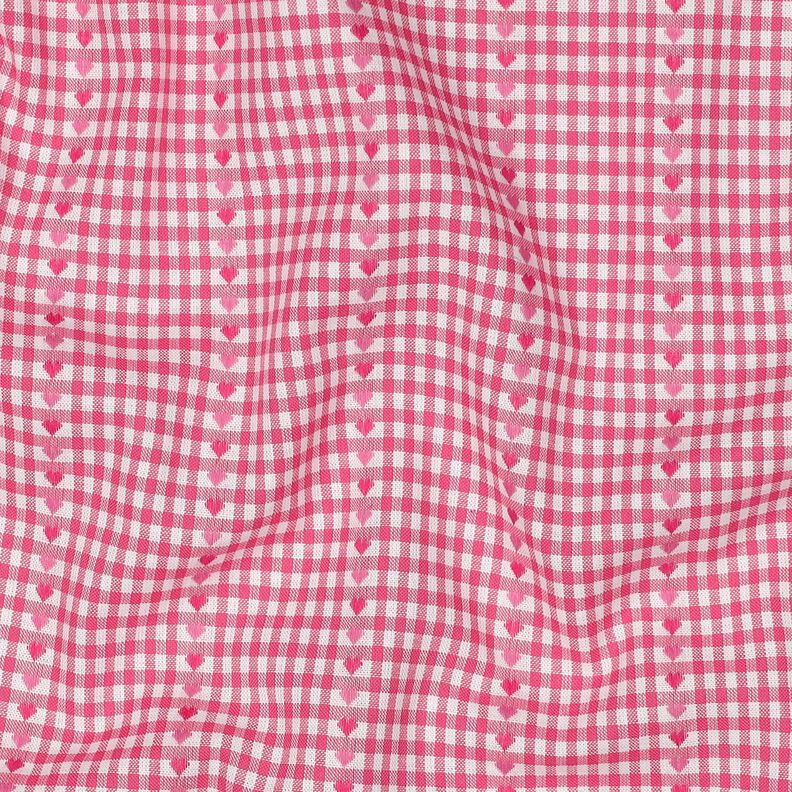 Bavlněná látka Žakár kára a srdíčka – pink/bílá,  image number 2