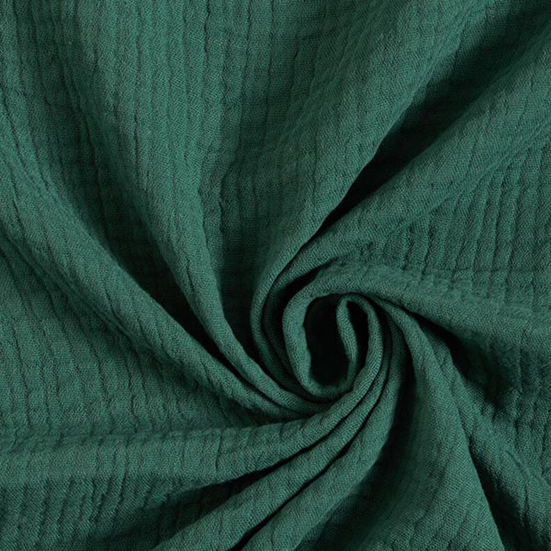 GOTS Třívrstvý bavlněný mušelín – tmavě zelená,  image number 1