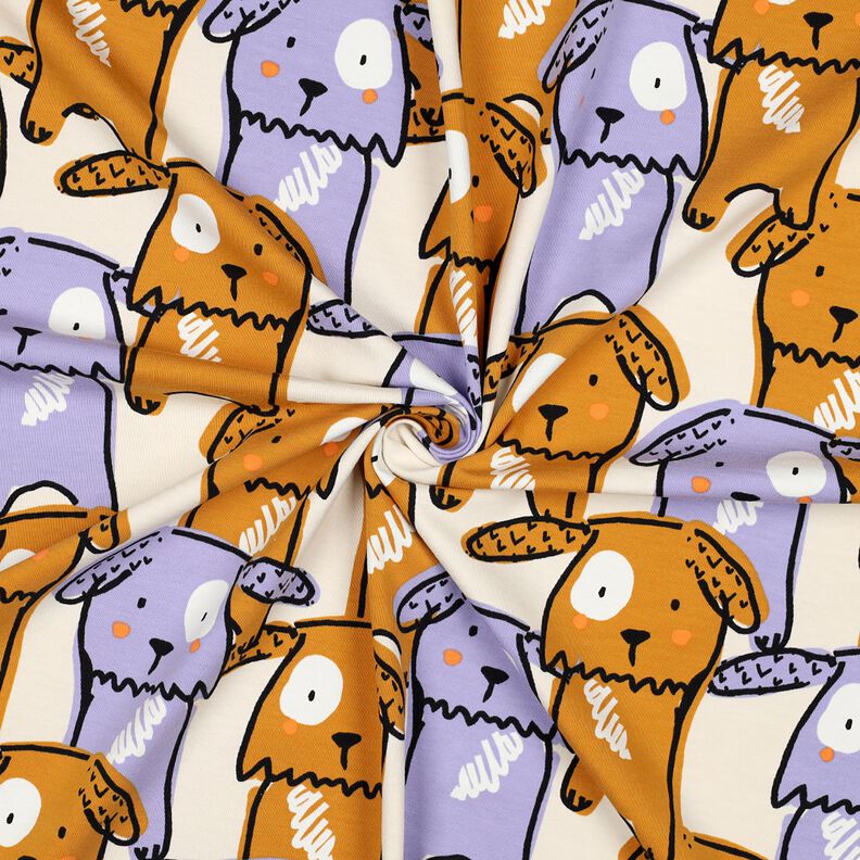 Bavlněný žerzej Psi s visícími ušima | Poppy Fabrics – vlněná bílá, image number 3