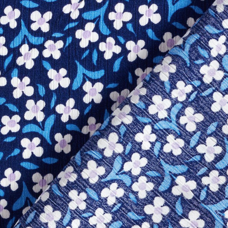 Viskózový krep malé květy – namornicka modr/bílá,  image number 4