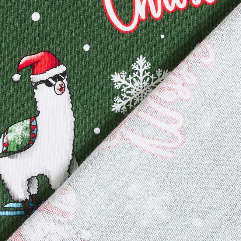 Francouzské froté letní teplákovina Santa Claus a lama | Glitzerpüppi – jedlově zelená/chili, image number 4
