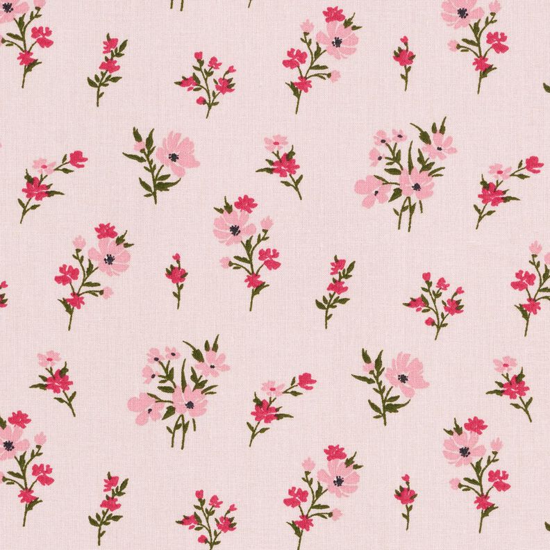 Bavlněná látka Kreton Mini květiny – rose/výrazná jasně růžová,  image number 1