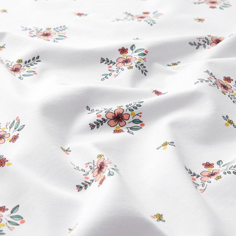 GOTS Bavlněný žerzej rozptýlené květiny | Poppy Fabrics – bílá,  image number 2