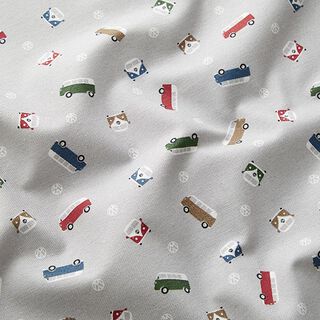 Dekorační látka Polopanama VW Mini Van – stříbrně šedá, 