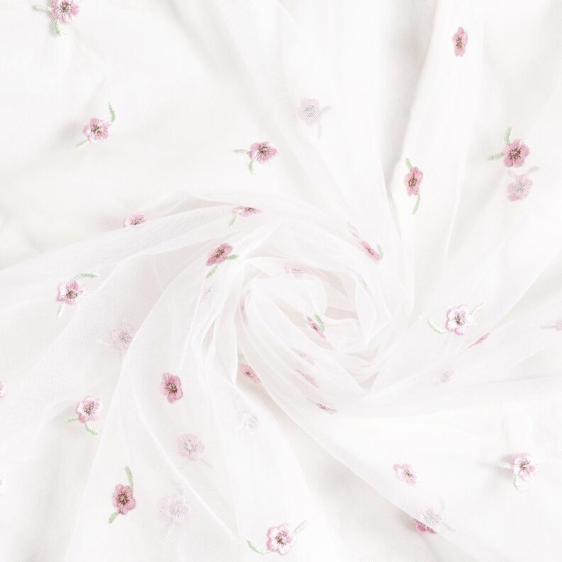 Jemná síťovina vyšívané květiny – bílá/rose,  image number 4