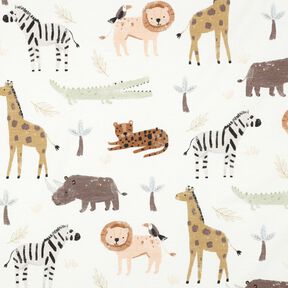 Bavlněný žerzej Stepní zvířata digitální potisk | Poppy Fabrics – slonová kost/tmavě hnědá, 