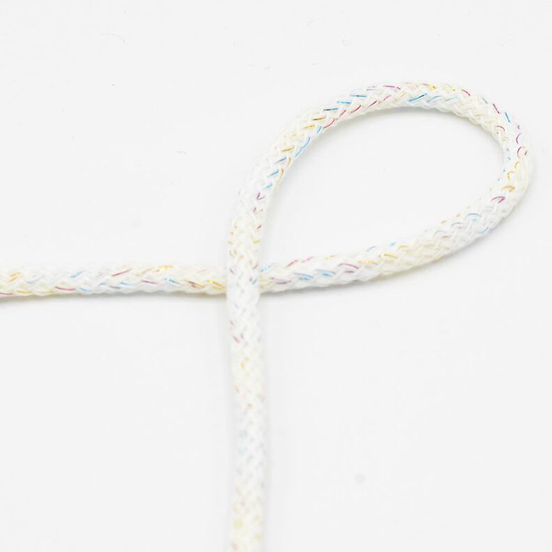 Bavlněná šňůrka Lurex [Ø 5 mm] – bílá,  image number 1