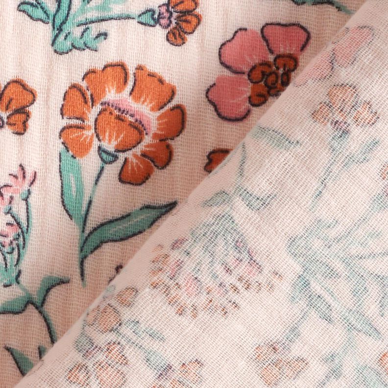 Mušelín / dvojitá mačkaná tkanina Květinová louka | Poppy Fabrics – rose,  image number 4