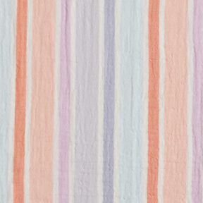 Mušelín / dvojitá mačkaná tkanina barevné pruhy příze | Poppy Fabrics – vlněná bílá/mix barev, 