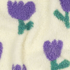 Plyš teddy tulipány | Poppy Fabrics – slonová kost, 