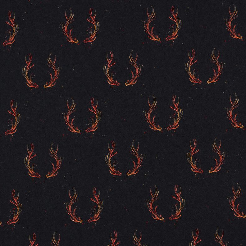 Francouzské froté Panel Ohnivý jelen | Glitzerpüppi – černá/oranžová,  image number 8