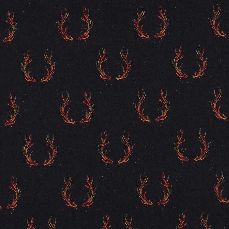 Francouzské froté Panel Ohnivý jelen | Glitzerpüppi – černá/oranžová, image number 8