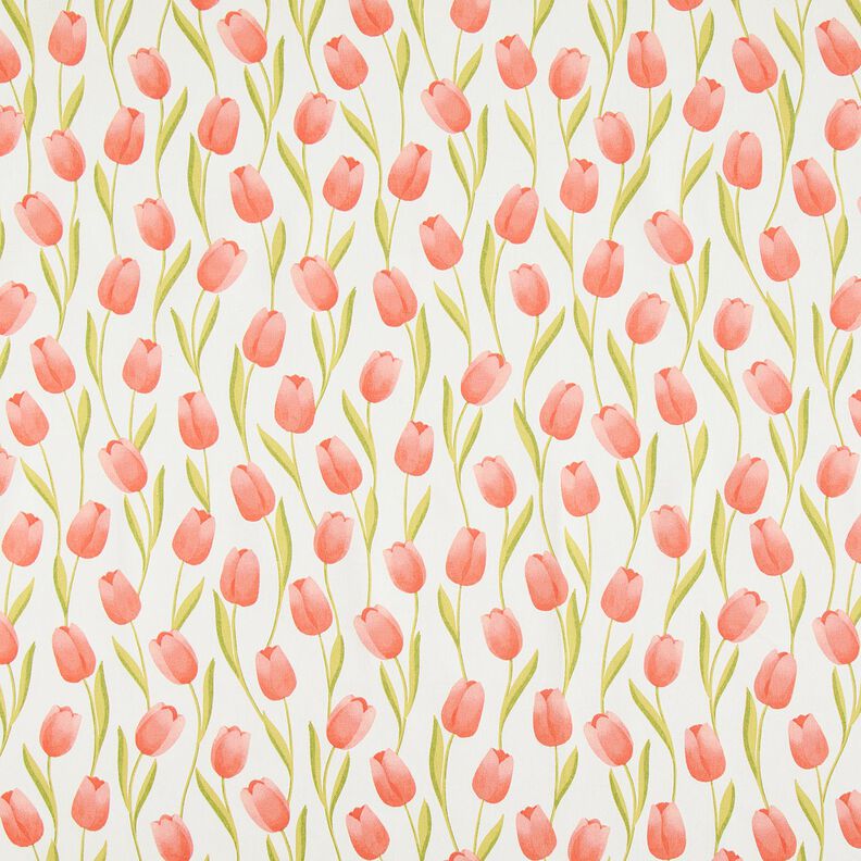 Dekorační látka Polopanama Tulipány – slonová kost/humrová,  image number 1