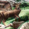 Dekorační panel Gobelín Jelen a horská chata – hnědá/zelená,  thumbnail number 2