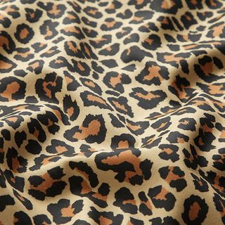 Dekorační látka Bavlněný satén Leopardí vzor – hnědá, 