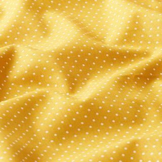 Bavlněný popelín Malé puntíky – hořčicove žlutá/bílá, 