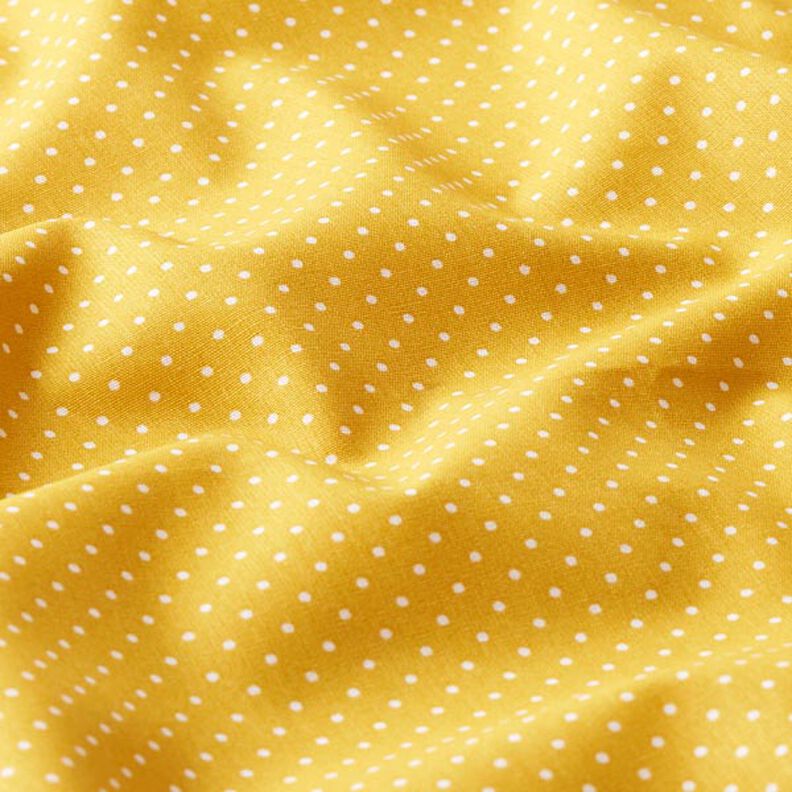 Bavlněný popelín Malé puntíky – hořčicove žlutá/bílá,  image number 2