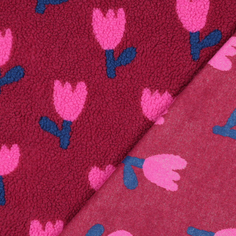 Plyš teddy tulipány | Poppy Fabrics – karmínově červená,  image number 4