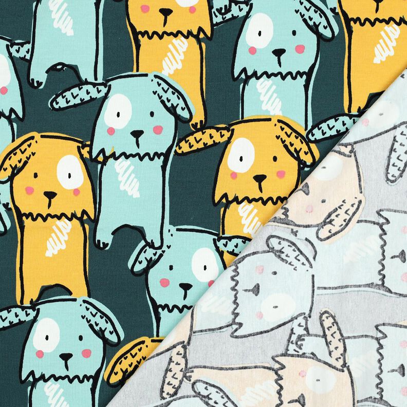 Bavlněný žerzej Psi s visícími ušima | Poppy Fabrics – tmavě zelená, image number 4