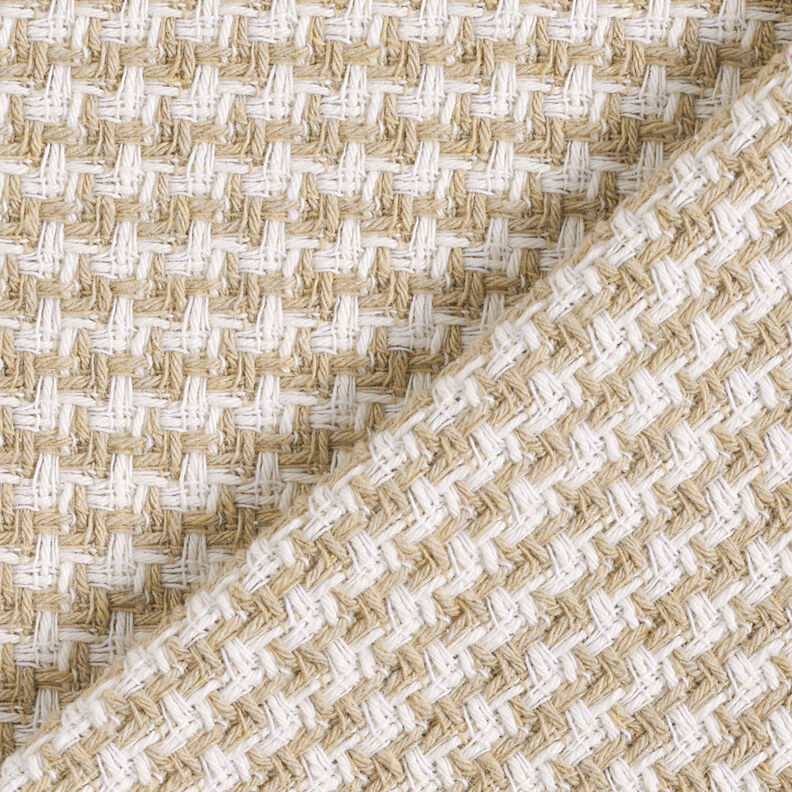 Hrubozrnná tkanina houndstooth – béžová/bílá, image number 5