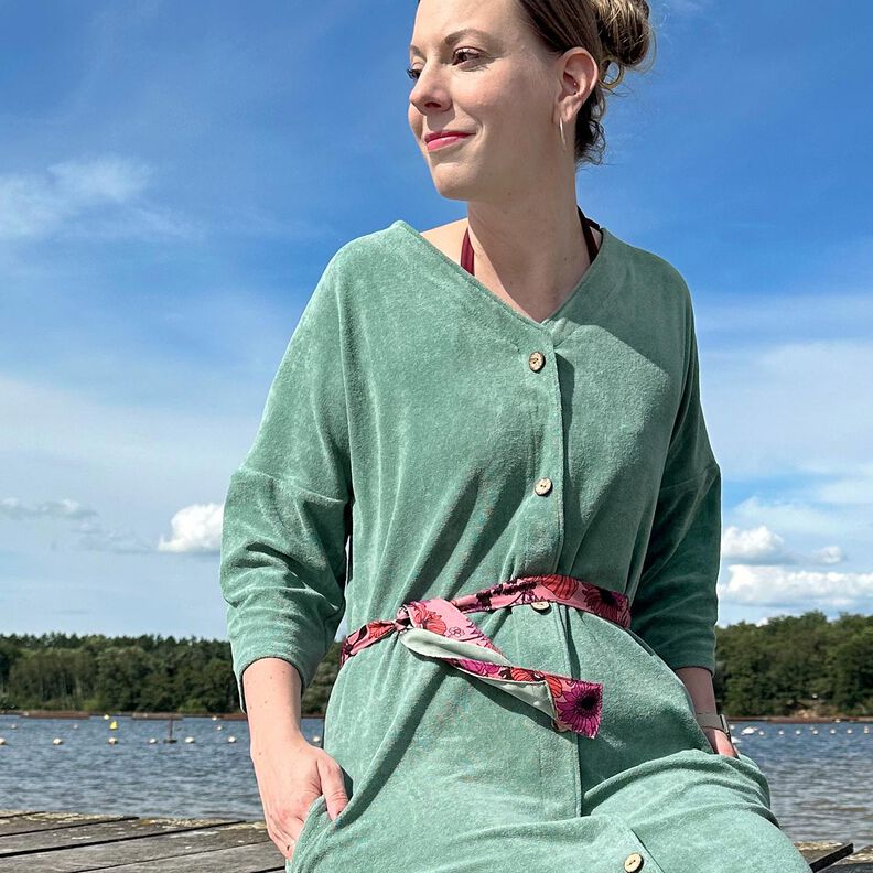 Froté látka Streč Jednobarevné provedení – rákosove zelená,  image number 8