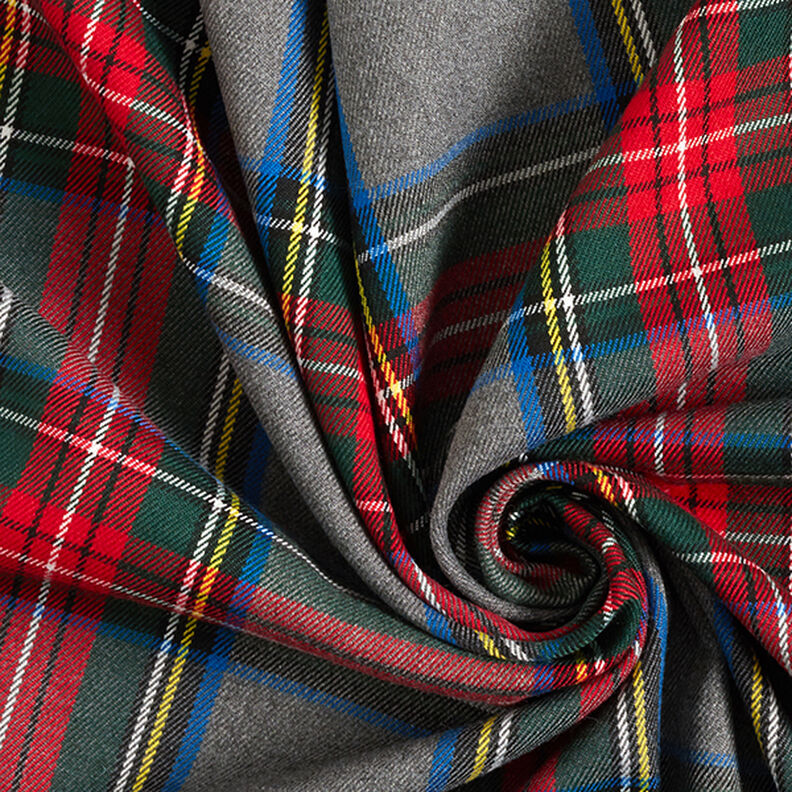 Strečová látka na kalhoty Skotská kostka – břidlicově šedá/červená,  image number 3