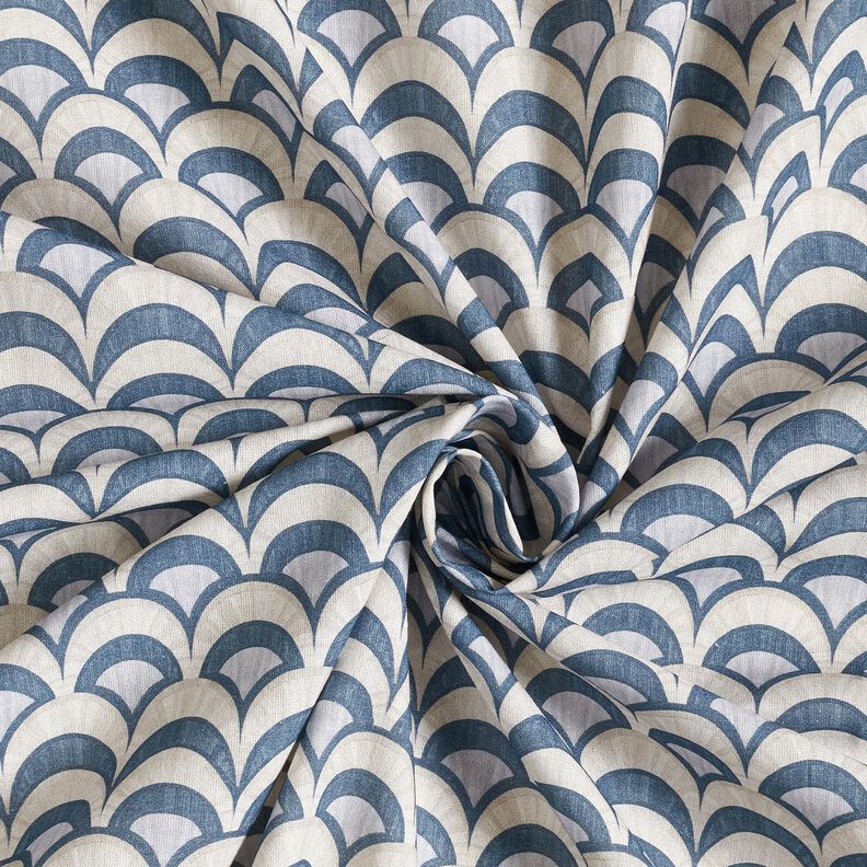 Bavlněná látka Popelín Eelegantní oblouky – modrošedá/taupe (šedohnědá),  image number 3