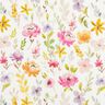 Dekorační látka Polopanama Něžné květy – bílá/pastelově fialová,  thumbnail number 1