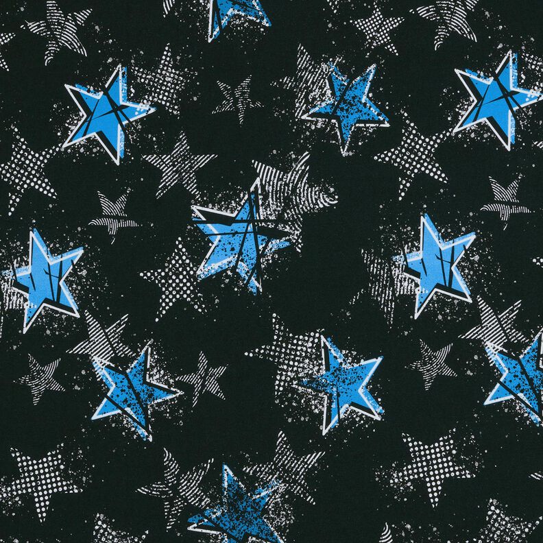 Francouzské froté letní teplákovina Hvězdné variace | Glitzerpüppi – černá/modrá,  image number 1