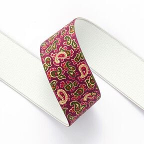 Gumová stuha Paisley  [ 3,5 cm ] – malina/zelená, 