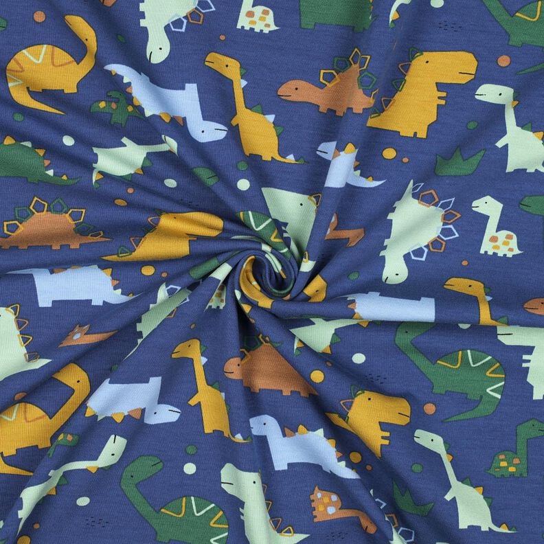 Letní teplákovina Dinosauři | Poppy Fabrics – indigová/světle modra,  image number 3