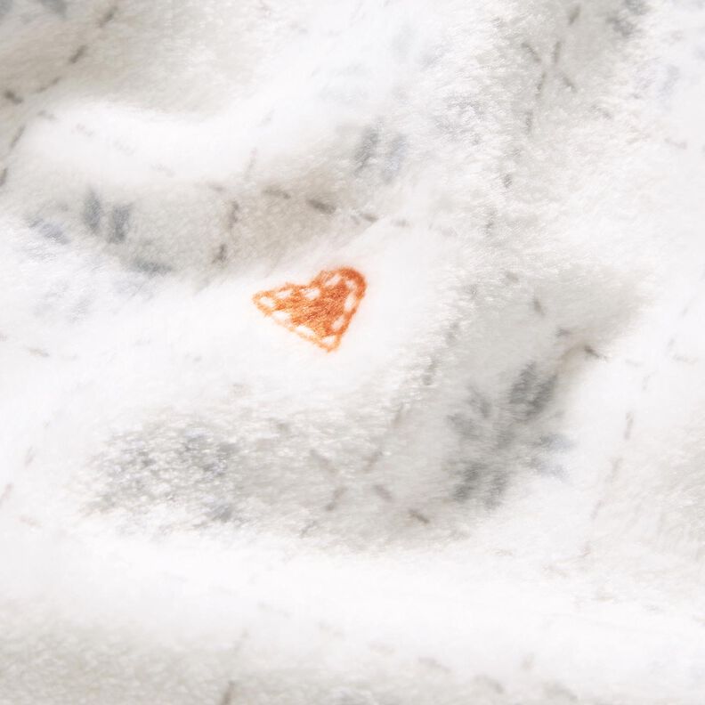 Hebký fleece Diamanty a srdce – slonová kost/mědená, image number 5