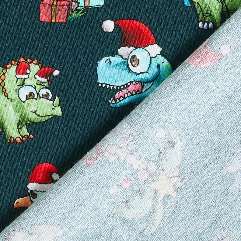 Francouzské froté letní teplákovina Vánoční dinosauři pod palmami | Glitzerpüppi –, image number 4