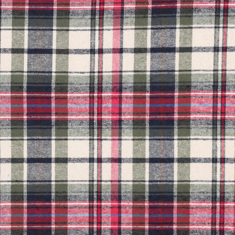 Bavlněný flanel Kostka | Poppy Fabrics – olivová/červená, image number 1