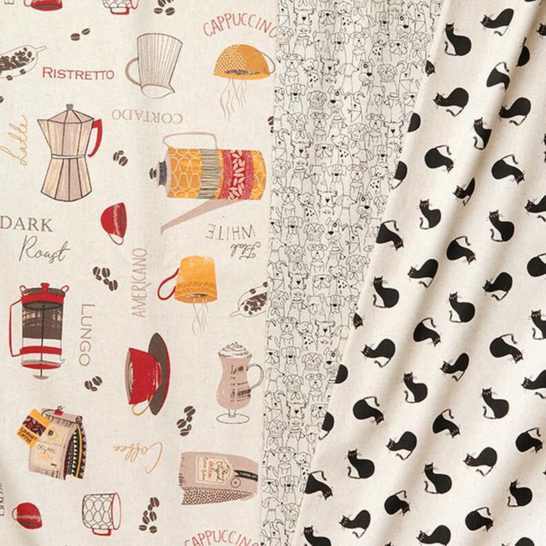 Dekorační látka Polopanama Kreslení psi – černá/přírodni,  image number 5