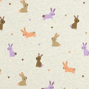 Bavlněný žerzej Zajíčci a srdce | Poppy Fabrics – vlněná bílá, 