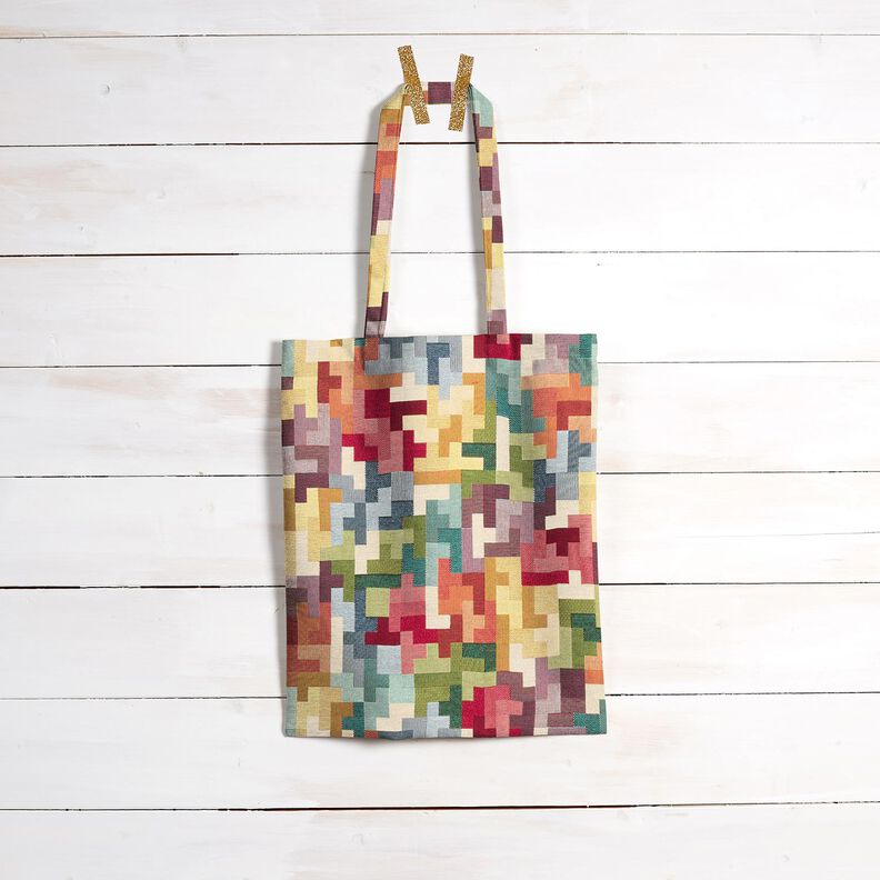 Dekorační látka Gobelín Tetris – karmínově červená/zelená, image number 8