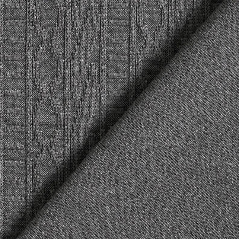 Žakárový žerzej Směs bavlny zdobené proužky – tmavě šedá,  image number 4