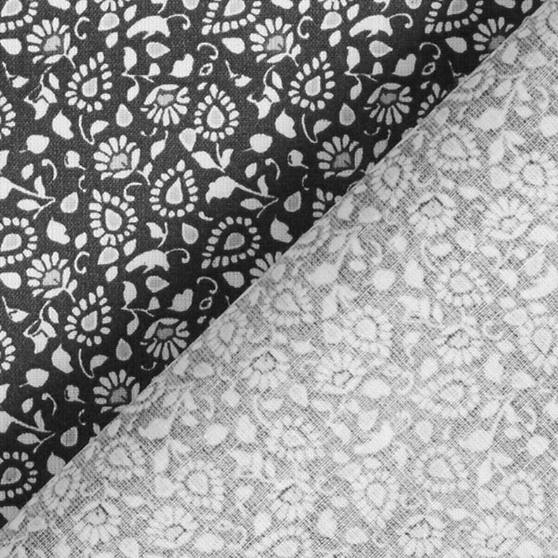 Bavlněný kreton drobný vzor paisley – tmavě šedá,  image number 4