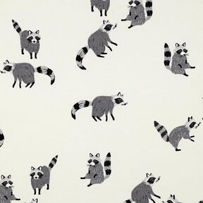 Bavlněný žerzej Mývalové digitální potisk | Poppy Fabrics – vlněná bílá, 
