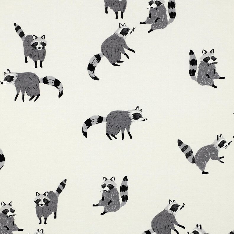 Bavlněný žerzej Mývalové digitální potisk | Poppy Fabrics – vlněná bílá, image number 1