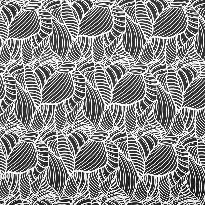 Viskózový žerzej abstraktní listy – černá/bílá,  image number 1
