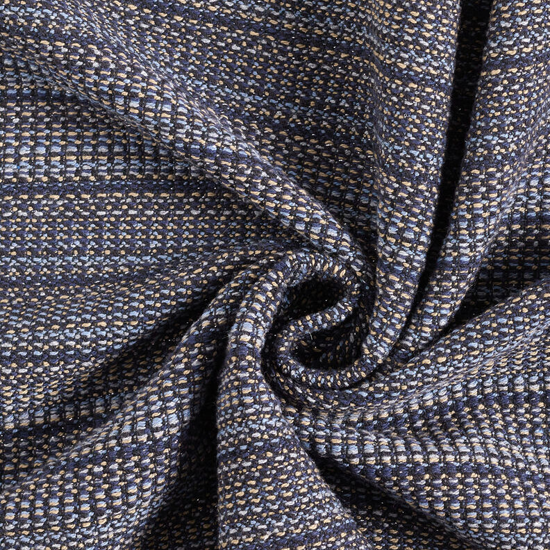 Kabátovina s texturou z třpytivé příze – noční modrá/pískove hnědá,  image number 4