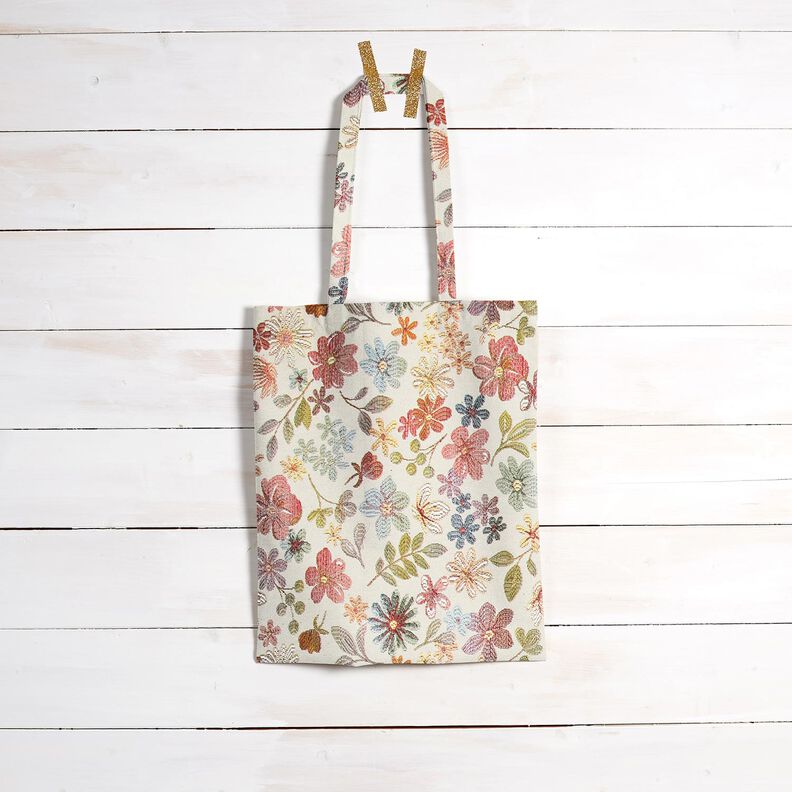 Dekorační látka Gobelín Barevné květiny – světle béžová/rose,  image number 6