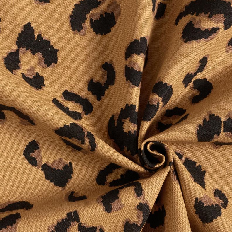 Dekorační látka Polopanama Leopardí vzor – mocca/černá,  image number 3